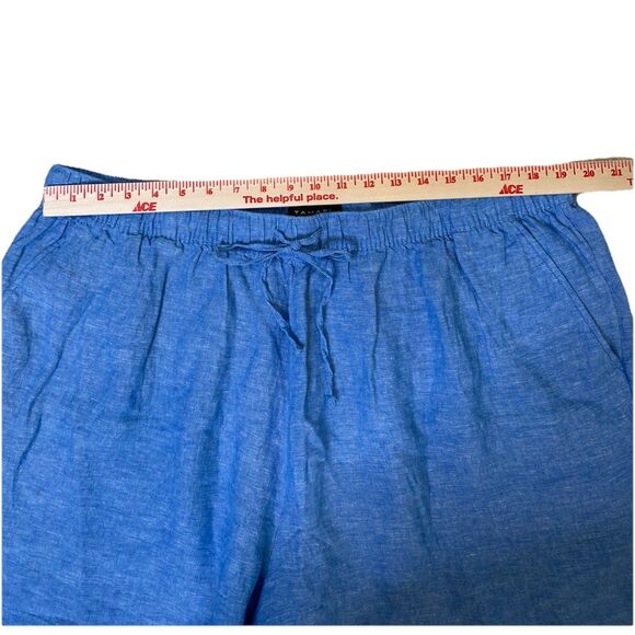 Tahari Womens Shorts Size 2X 100% Linen Blue Chambray Pull On Drawstring Pockets - Picture 3 of 8